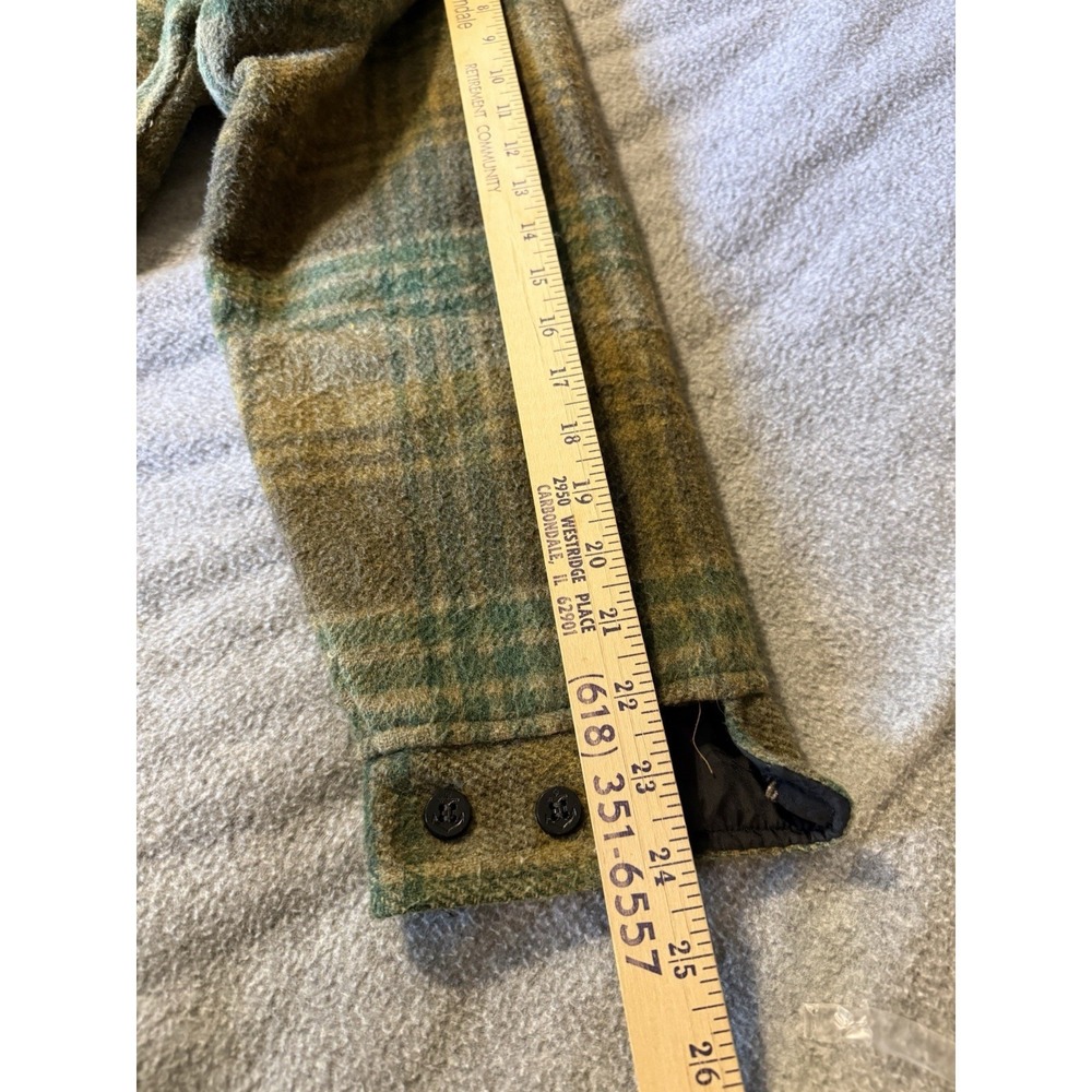VTG CPO Jacket Campuset Men's M Campus Sherpa Lined Green Plaid Navy 60s/70s - Picture 16 of 16